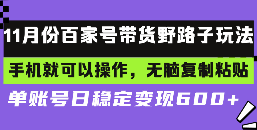 百家号带货野路子玩法 手机就可以操作，无脑复制粘贴 单账号日稳定变现…-Xiaobei云
