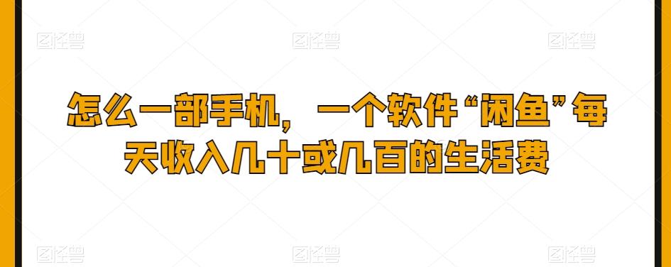 怎么一部手机，一个软件“闲鱼”每天收入几十或几百的生活费-Xiaobei云