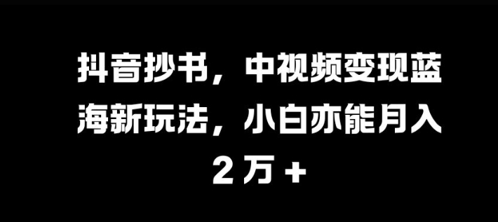 抖音抄书，中视频变现蓝海新玩法，小白亦能月入 过W【揭秘】-Xiaobei云