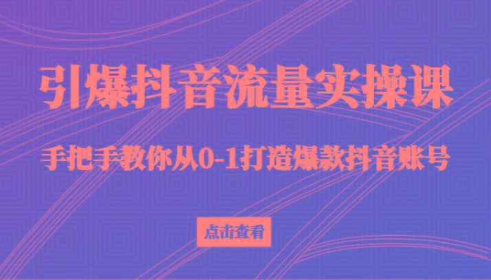 引爆抖音流量实操课，手把手教你从0-1打造爆款抖音账号(27节课)-Xiaobei云