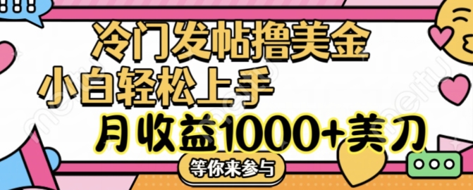 冷门发帖撸美金项目，月收益1000+美金，简单无脑，干就完了【揭秘】-Xiaobei云