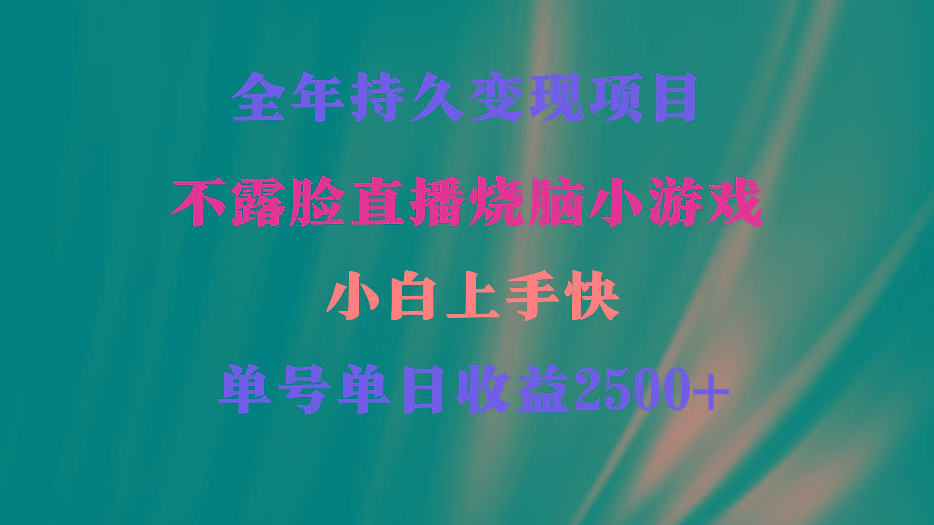2024年 最优项目，烧脑小游戏不露脸直播  小白上手快 无门槛 一天收益2500+-Xiaobei云
