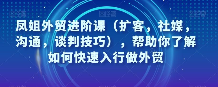 凤姐外贸进阶课（扩客，社媒，沟通，谈判技巧），帮助你了解如何快速入行做外贸-Xiaobei云