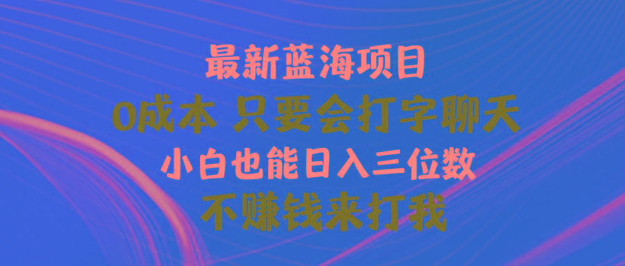 最新蓝海项目 0成本 只要会打字聊天 小白也能日入三位数 不赚钱来打我-Xiaobei云