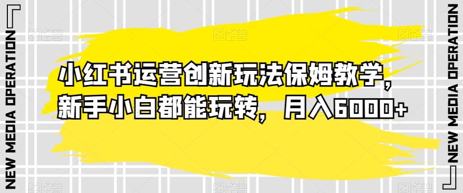 小红书运营创新玩法保姆教学，新手小白都能玩转，月入6000+【揭秘】-Xiaobei云