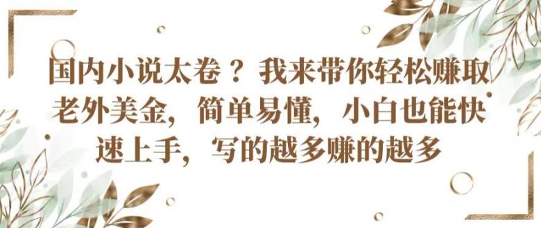 国内小说太卷 ?带你轻松赚取老外美金，简单易懂，小白也能快速上手，写的越多赚的越多【揭秘】-Xiaobei云