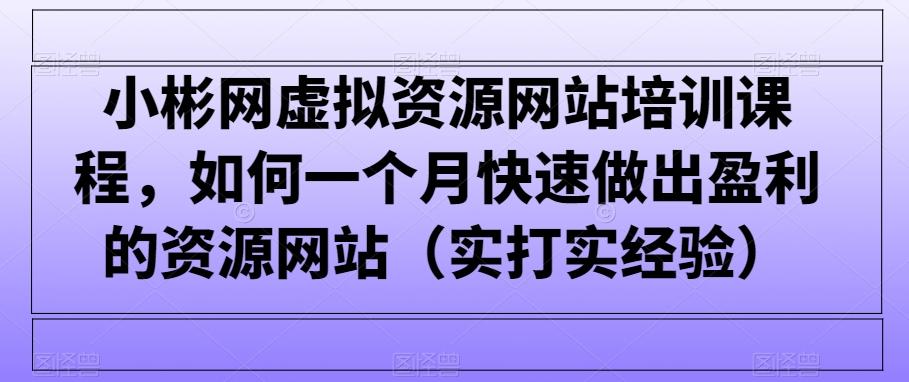 小彬网虚拟资源网站培训课程，如何一个月快速做出盈利的资源网站(实打实经验)-Xiaobei云