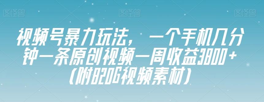 视频号暴力玩法，一个手机几分钟一条原创视频一周收益3800+（附820G视频素材）-Xiaobei云