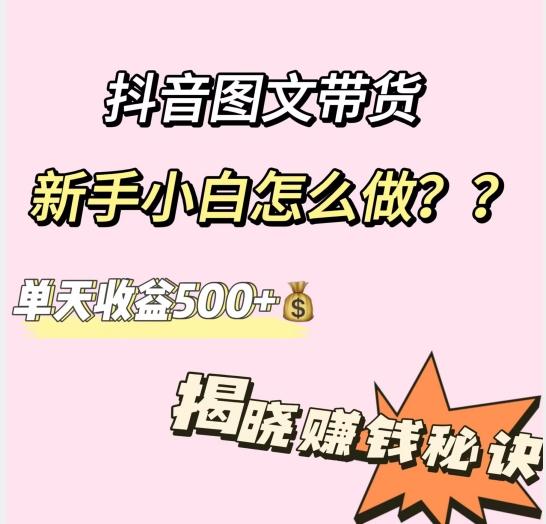 抖音图文带货，新手小白怎么做？单天收益500+【揭秘赚钱秘诀】-Xiaobei云
