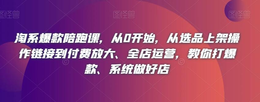 淘系爆款陪跑课，从0开始，从选品上架操作链接到付费放大、全店运营，教你打爆款、系统做好店-Xiaobei云