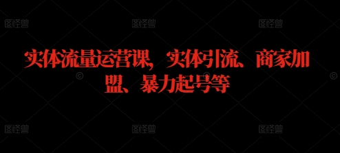 实体流量运营课，实体引流、商家加盟、暴力起号等-Xiaobei云