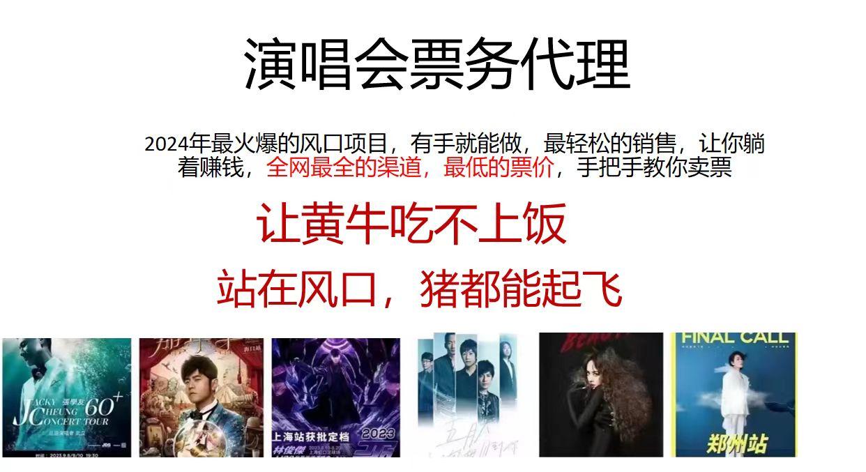 演唱会票务代理，2024年最火爆风口项目，全网最低的票价，小白一分钟上…-Xiaobei云