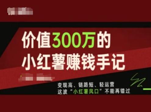 价值300万的小红书赚钱手记，变现高、链路短、轻运营，这波“小红薯风口”不能再错过-Xiaobei云