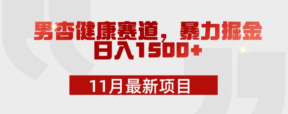 11月最新项目，男杏健康赛道，暴力掘金，日入1500+-Xiaobei云