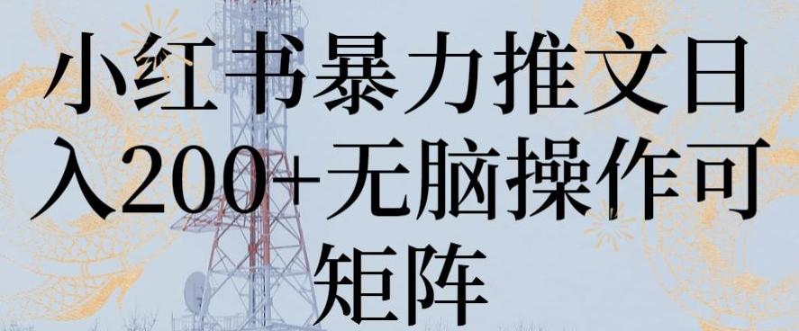 小红书暴力推文日入200+无脑操作可矩阵【揭秘】-Xiaobei云