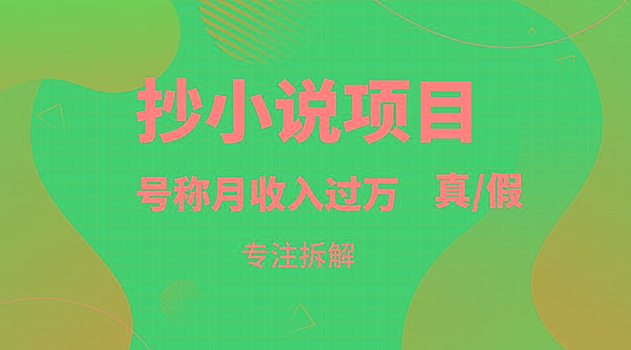抄小说项目，号称月入过万，到底是否真实，能不能做，详细拆解-Xiaobei云