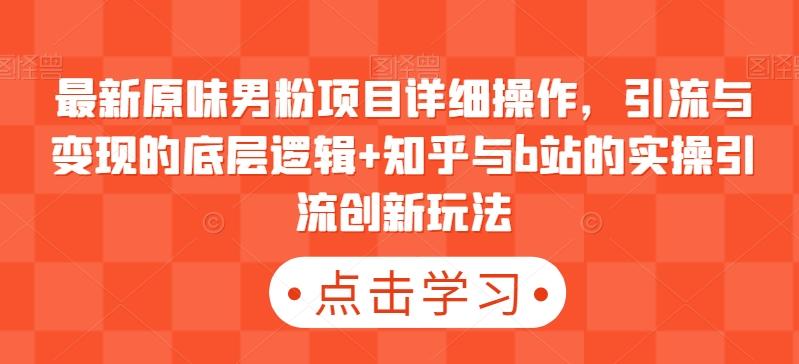 最新原味男粉项目详细操作，引流与变现的底层逻辑+知乎与b站的实操引流创新玩法-Xiaobei云