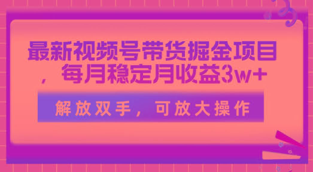 最新视频号带货掘金项目，每月稳定月收益3w+，解放双手，可放大操作-Xiaobei云