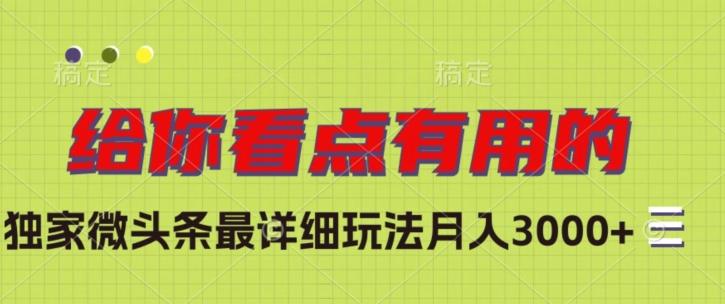 独家微头条最详细玩法，月入3000+【揭秘】-Xiaobei云