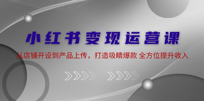 小红书变现运营课：从店铺开设到产品上传，打造吸睛爆款 全方位提升收入-Xiaobei云