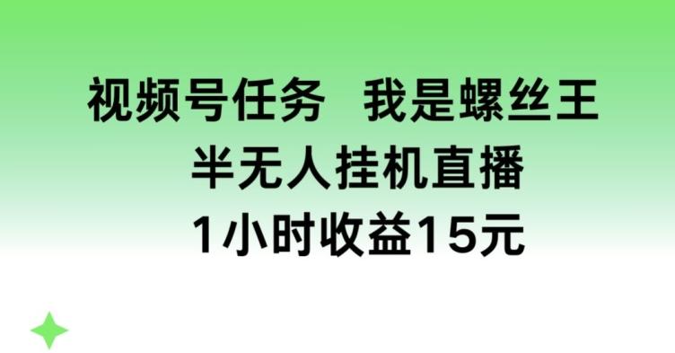 视频号任务，我是螺丝王， 半无人挂机1小时收益15元【揭秘】-Xiaobei云