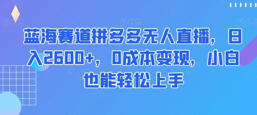 蓝海赛道拼多多无人直播，日入2600+，0成本变现，小白也能轻松上手【揭秘】-Xiaobei云