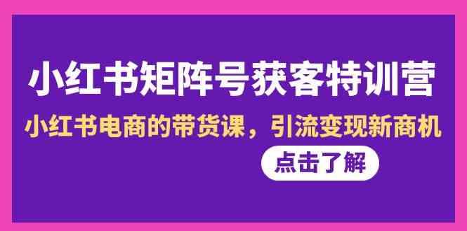 小红书矩阵号获客特训营-第10期，小红书电商的带货课，引流变现新商机-Xiaobei云