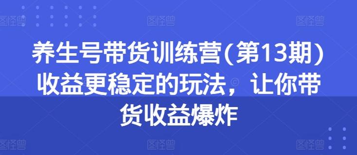 养生号带货训练营(第13期)收益更稳定的玩法，让你带货收益爆炸-Xiaobei云