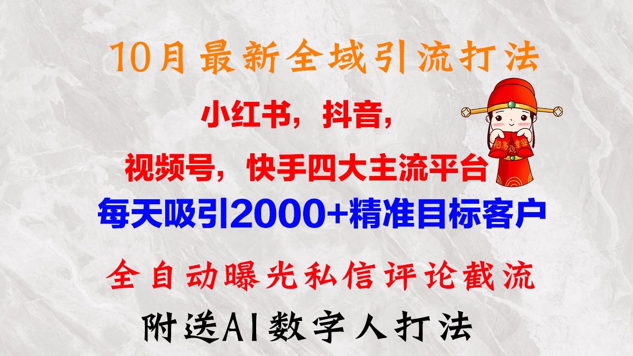 10月最新小红书，抖音，视频号，快手四大平台全域引流，，每天吸引2000…-Xiaobei云
