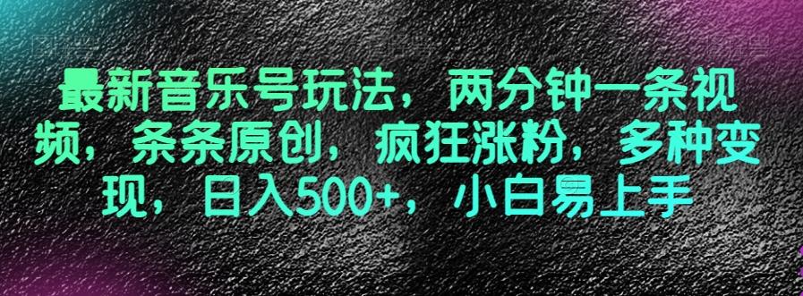 最新音乐号玩法，两分钟一条视频，条条原创，疯狂涨粉，多种变现，日入500+，小白易上手【揭秘】-Xiaobei云