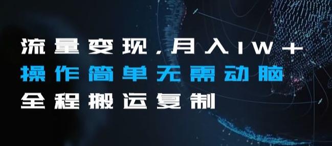 流量变现，月入1W+操作简单无需动脑全程搬运复制【揭秘】-Xiaobei云