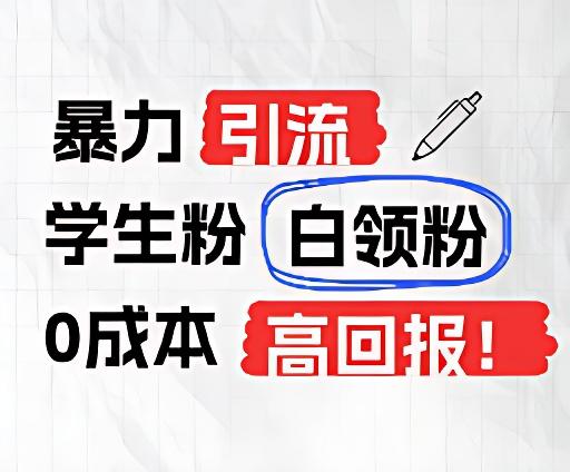 暴力引流学生粉白领粉,吊打以往垃圾玩法,0成本,高回报-Xiaobei云