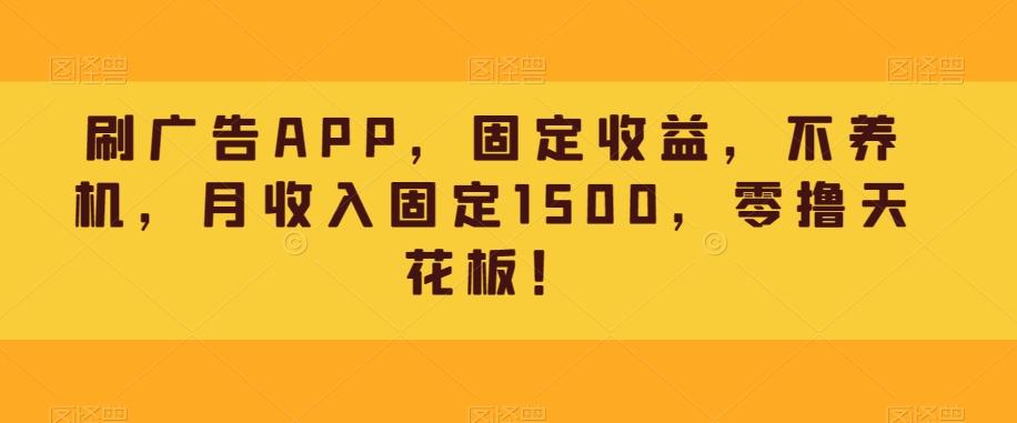 刷广告APP，固定收益，不养机，月收入固定1500，零撸天花板！-Xiaobei云