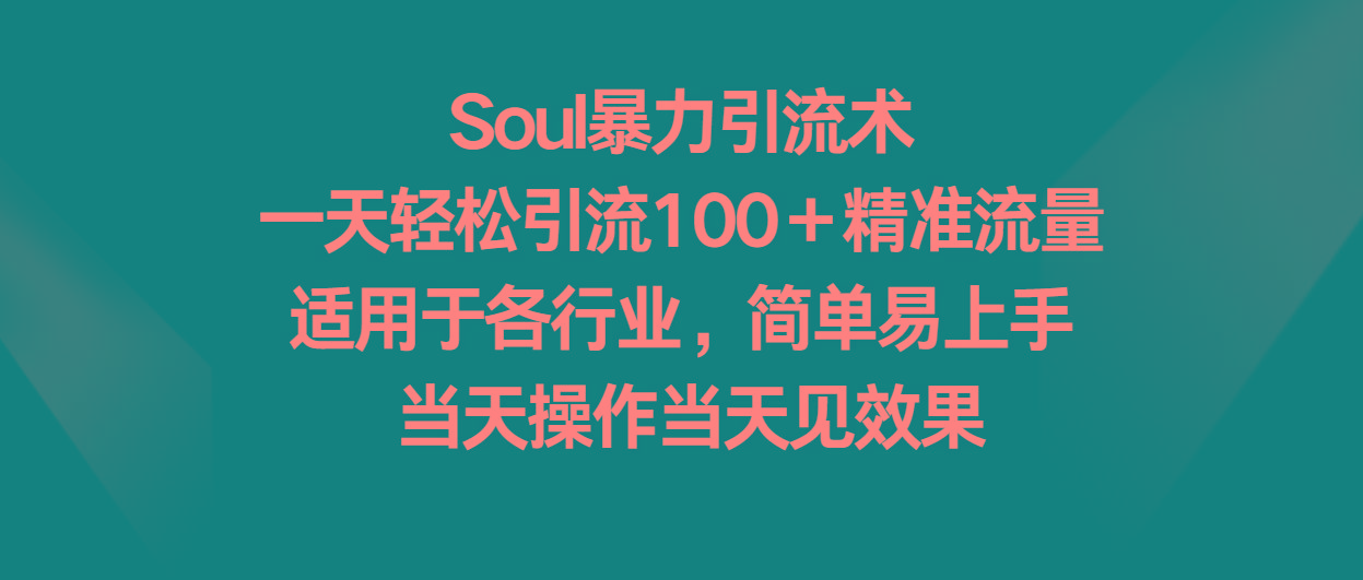 Soul暴力引流术，一天轻松引流100＋精准流量，适用于各行业，简单易上手！-Xiaobei云