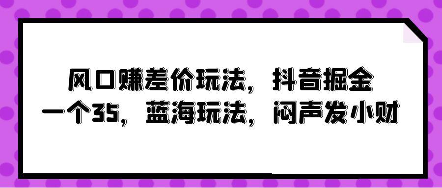 (10022期)风口赚差价玩法，抖音掘金，一个35，蓝海玩法，闷声发小财-Xiaobei云