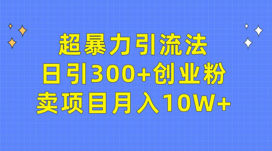 (9954期)超暴力引流法，日引300+创业粉，卖项目月入10W+-Xiaobei云