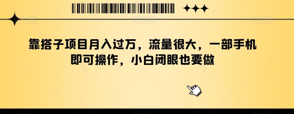 靠搭子项目月入过万，流量很大，一部手机即可操作，小白闭眼也要做-Xiaobei云