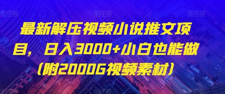 最新解压视频小说推文项目，日入3000+小白也能做（附2000G视频素材）【揭秘】-Xiaobei云