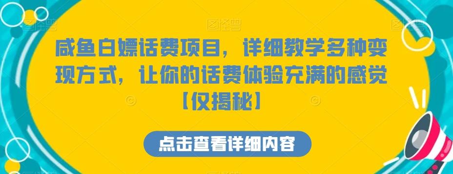 咸鱼白嫖话费项目，详细教学多种变现方式，让你的话费体验充满的感觉【仅揭秘】-Xiaobei云