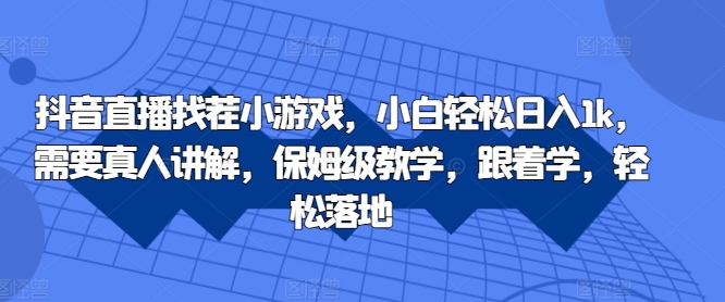 抖音直播找茬小游戏，小白轻松日入1k，需要真人讲解，保姆级教学，跟着学，轻松落地【揭秘】-Xiaobei云