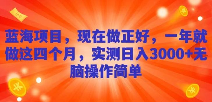蓝海项目，现在做正好，一年就做这4个月，实测日入3000+，无脑简单操作！-Xiaobei云