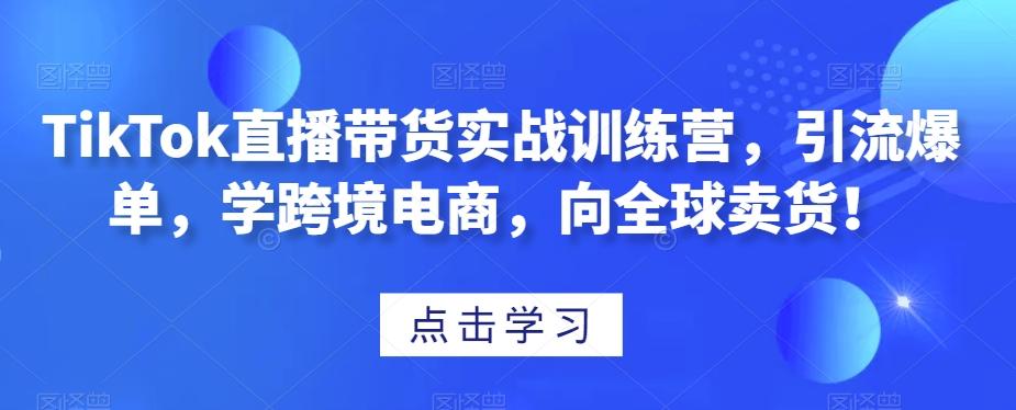 TikTok直播带货实战训练营，引流爆单，学跨境电商，向全球卖货！-Xiaobei云