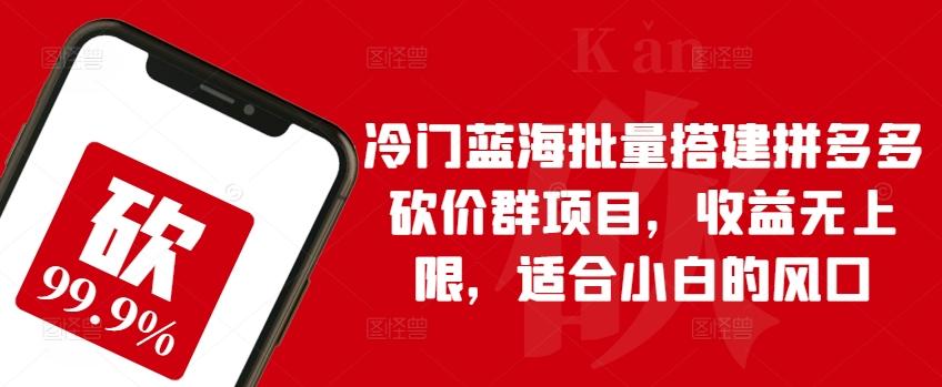 冷门蓝海批量搭建拼多多砍价群项目，收益无上限，适合小白的风口【揭秘】-Xiaobei云