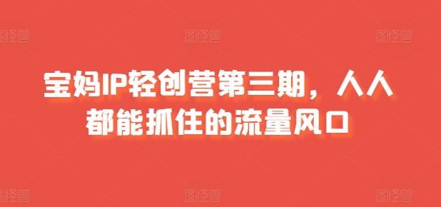 宝妈IP轻创营第三期，人人都能抓住的流量风口-Xiaobei云