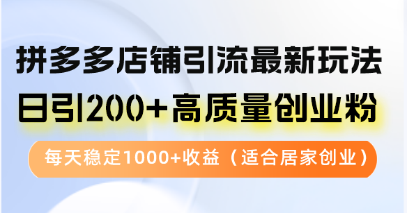 拼多多店铺引流最新玩法，日引200+高质量创业粉，每天稳定1000+收益(…-Xiaobei云