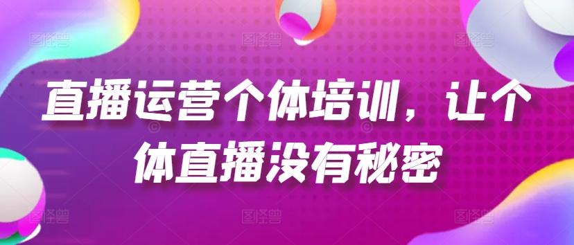 直播运营个体培训，让个体直播没有秘密，起号、货源、单品打爆、投流等玩法-Xiaobei云