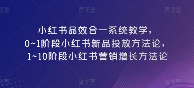 小红书品效合一系统教学，​0~1阶段小红书新品投放方法论，​1~10阶段小红书营销增长方法论-Xiaobei云