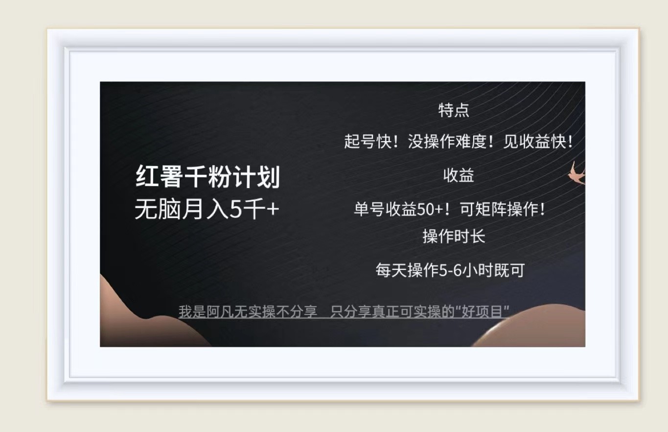 红薯千粉计划无脑月入5千+！既做既赚！-Xiaobei云