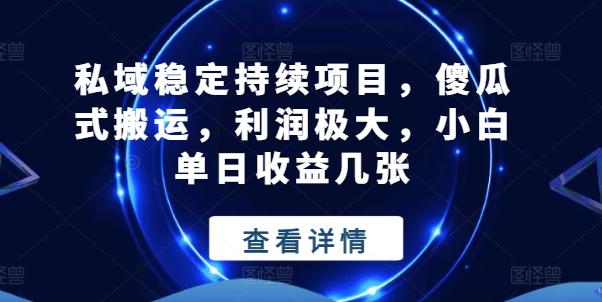 私域稳定持续项目，傻瓜式搬运，利润极大，小白单日收益几张【揭秘】-Xiaobei云