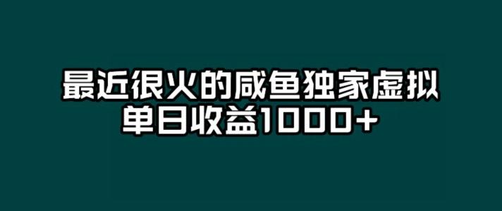 最近很火的咸鱼独家虚拟，单日收益1000+-Xiaobei云